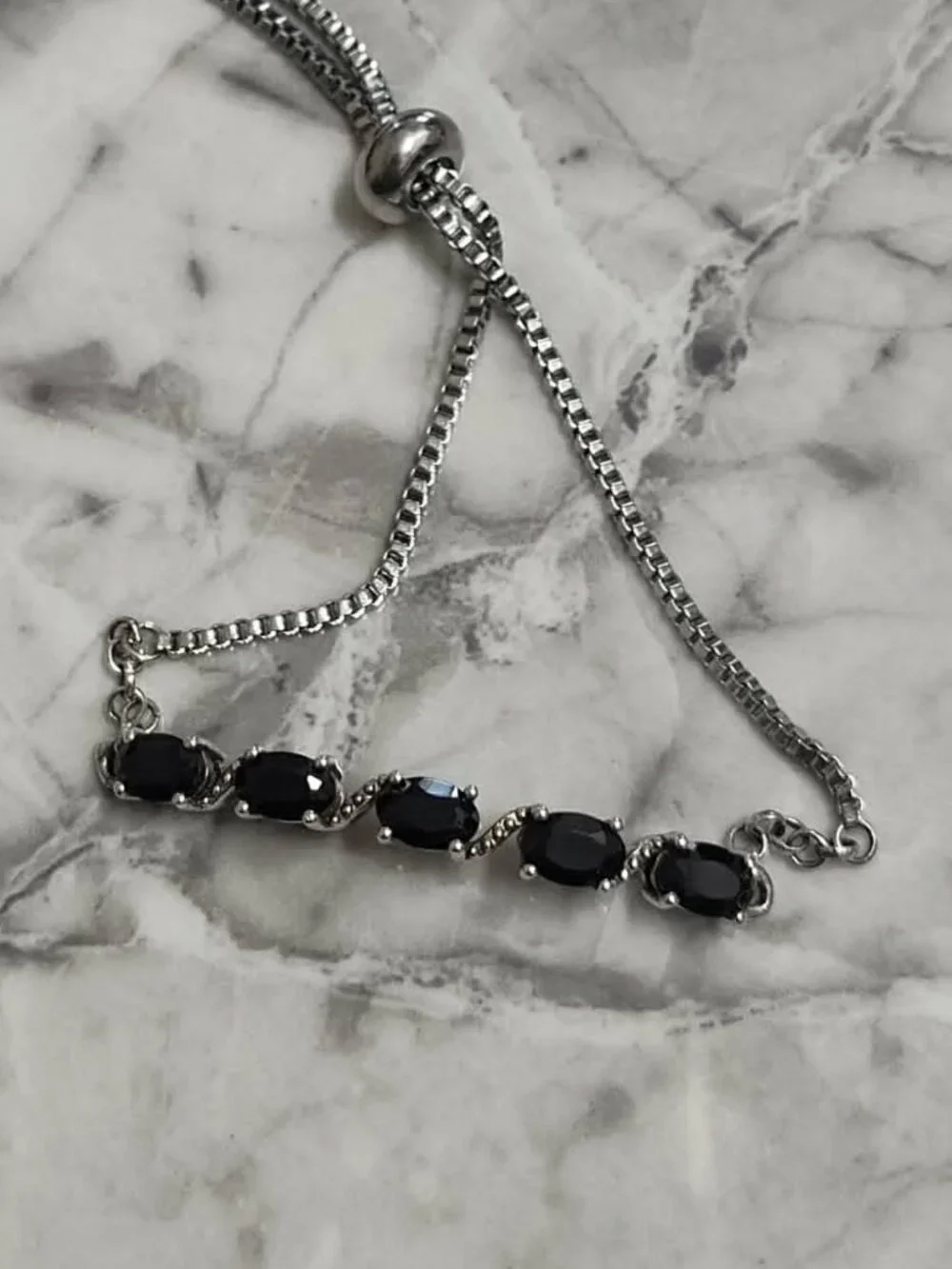 Black Spinel 5-stone bolo bracelet